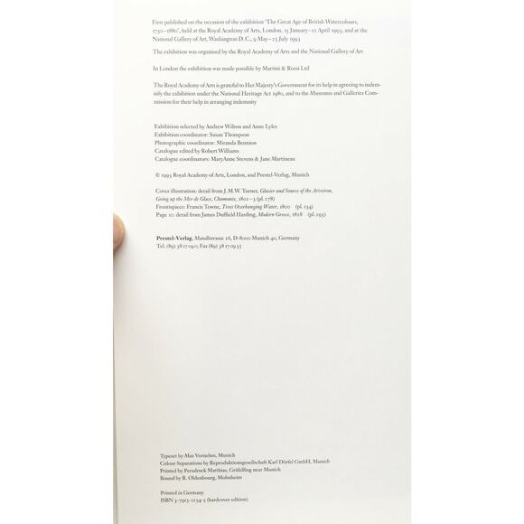 THE GREAT AGE OF BRITISH WATERCOLOURS 1750-1880 Andrew Wilton, Anne Lyles Art - Picture 5 of 9